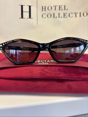 Guess by Marciano Dark Tortoiseshell Cat-Eye Sunglasses with Crystals